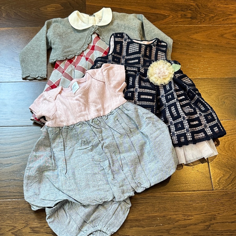 Pink and Gray Baby Dress Set